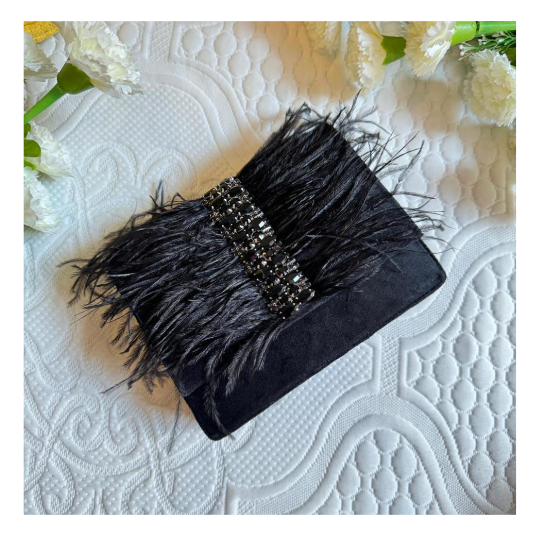 Luxurious Ostrich Fur Bag with Dual Handles