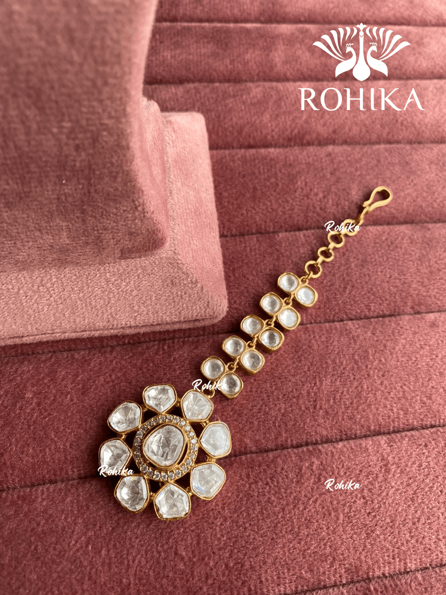 Polki kundan maangtikka (PLKM-024) - White - Rohika Store