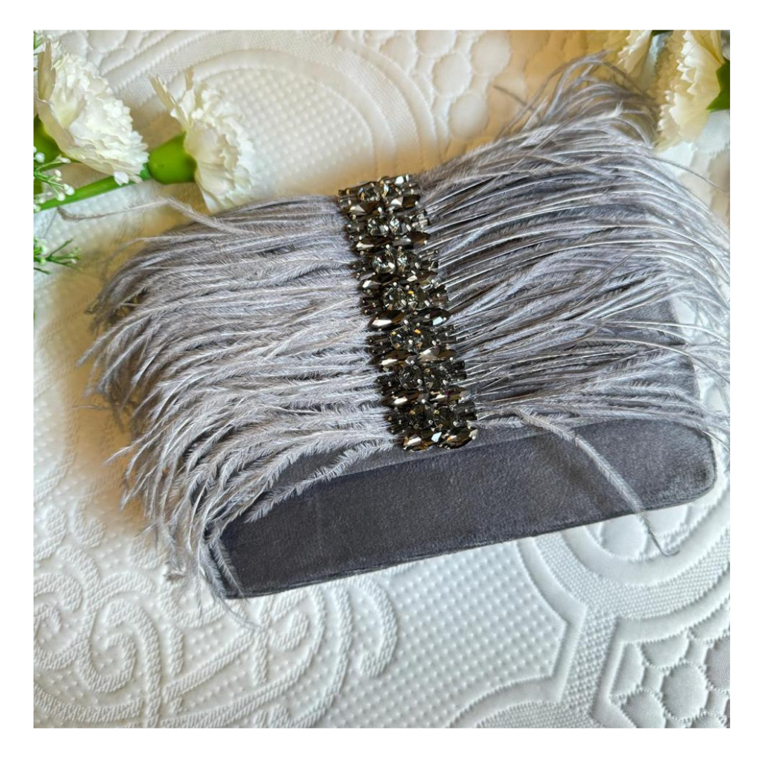 Luxurious Ostrich Fur Bag with Dual Handles