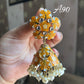 Mayuri meenakari jhumkas-Yellow - Rohika Store
