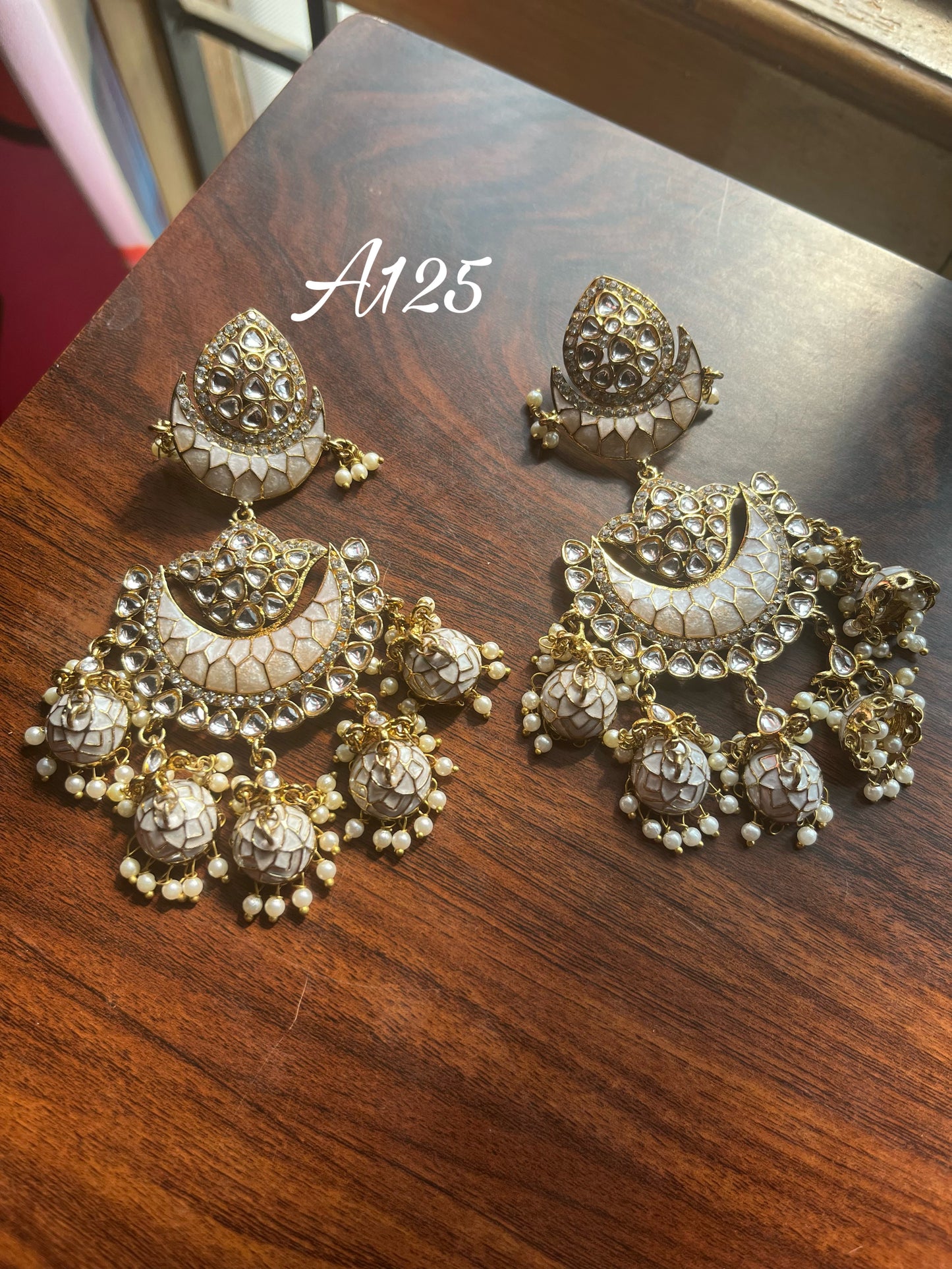 Panchsheel jhumki earrings- White