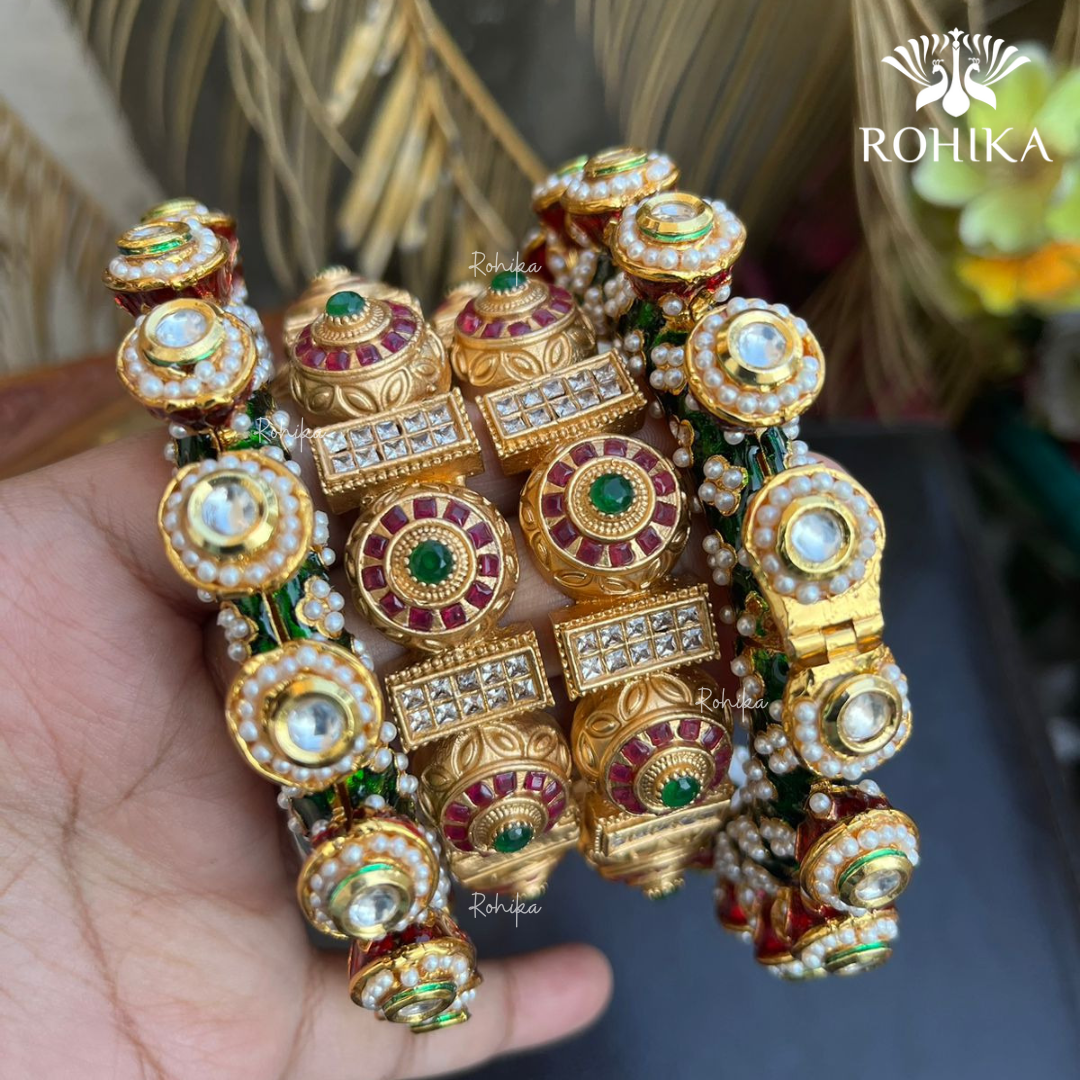 Jadau kundan bangles combo