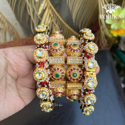 Jadau kundan bangles combo