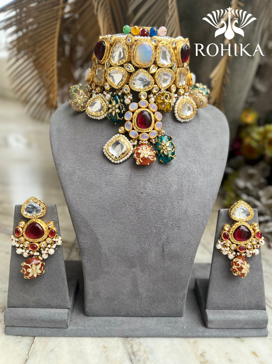 Deepika designer necklace set - Multi colour