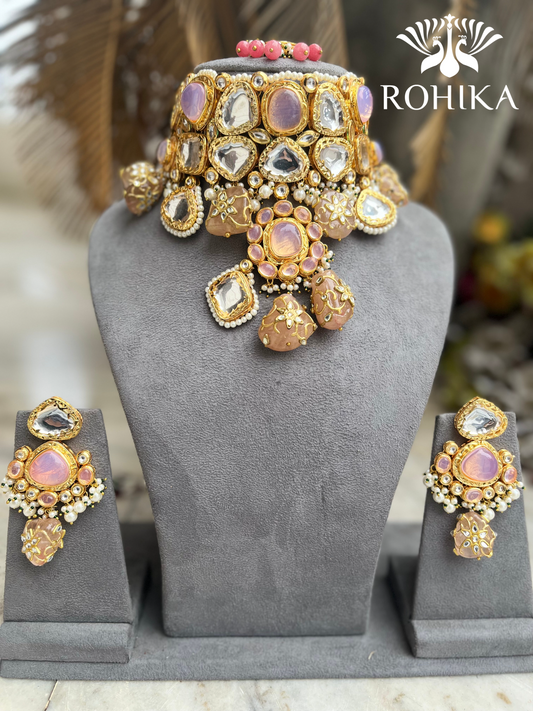 Deepika designer necklace set - Peach