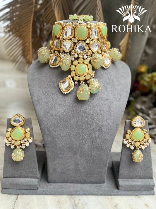 Deepika designer necklace set - Sea Green