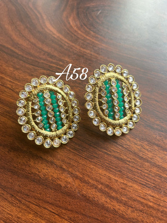 Polki studs-Green