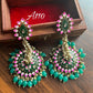 Ghoomar meenakari earrings-Dark Green - Rohika Store
