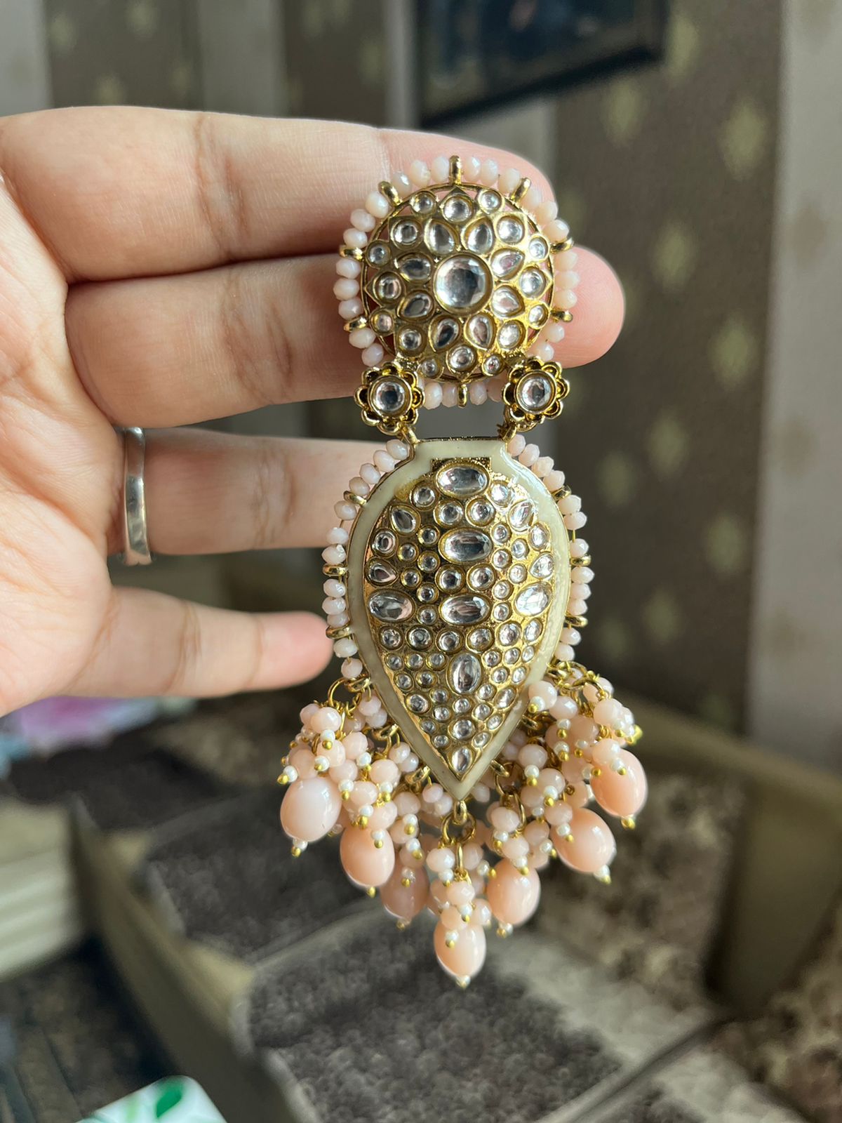 Pihu Peach Earrings – I Jewels