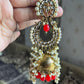 Nisha jhumka earrings-Red - Rohika Store