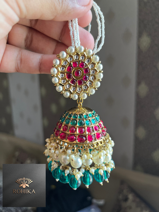 Anarkali jumbo jhumkas- Green