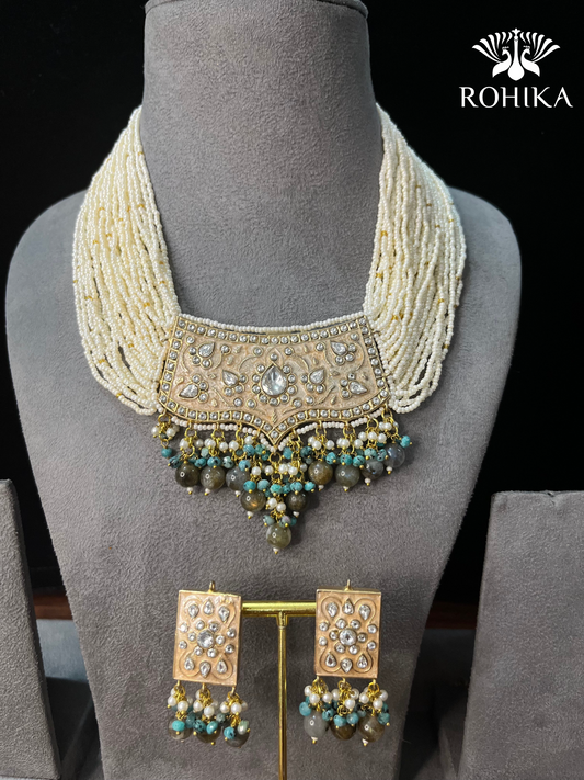 Baisa meenakari necklace set-Grey