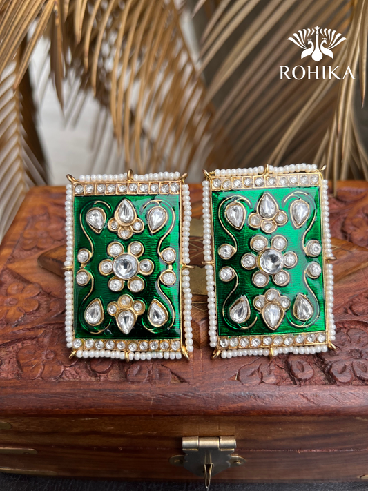 Jasmin meenakari earrings - Green