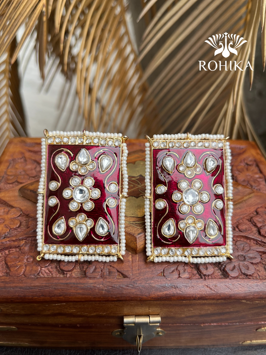 Jasmin meenakari earrings - Red