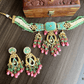 Fusion choker set - Pink and sky blue - Rohika Store