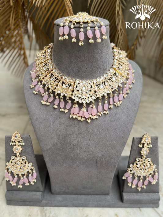 Meera necklace set - Light Pink