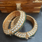 Mahim polki kundan kada/bangles - Green and Rose gold polish - Rohika Store