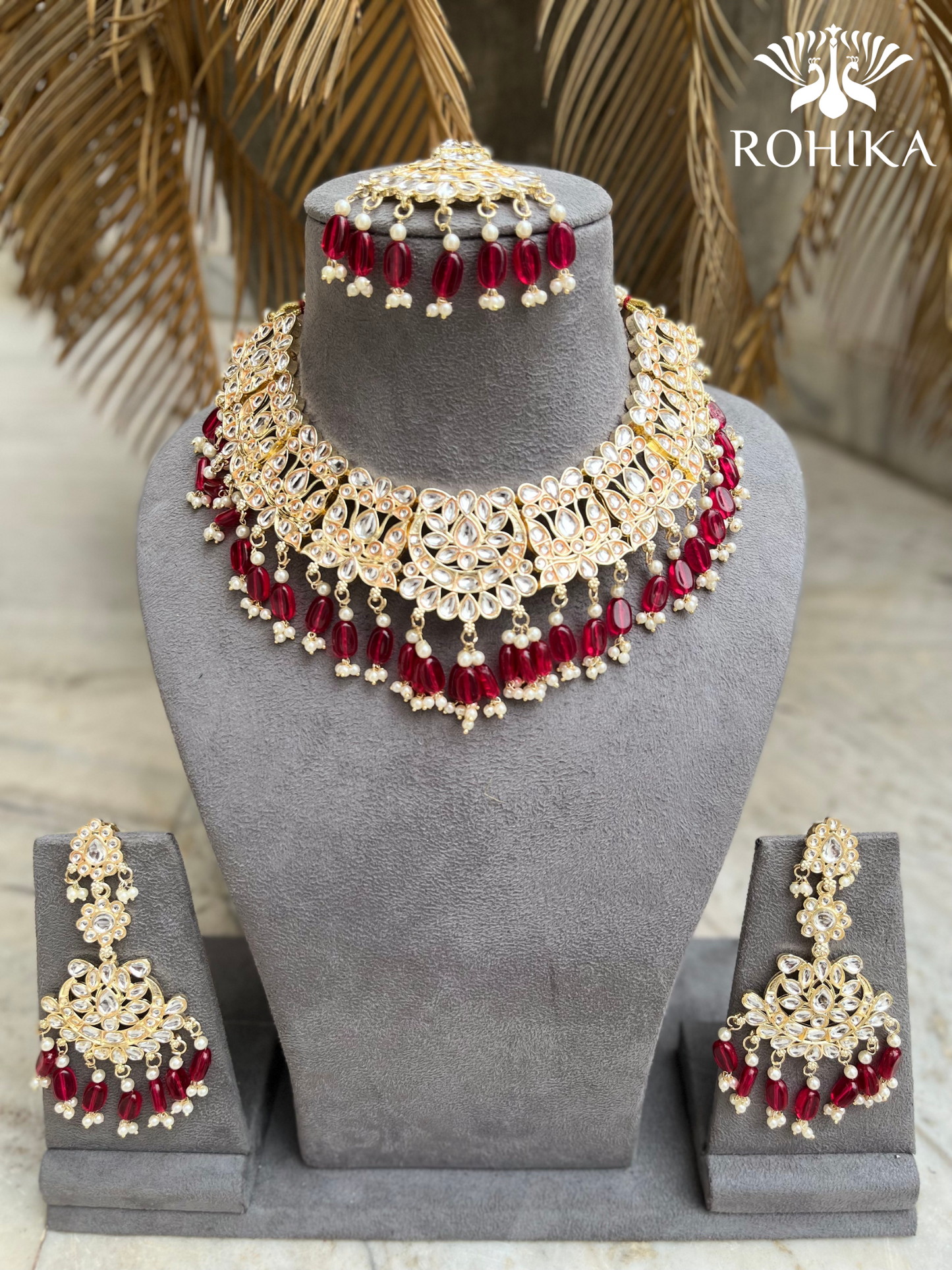 Meera necklace set - Red