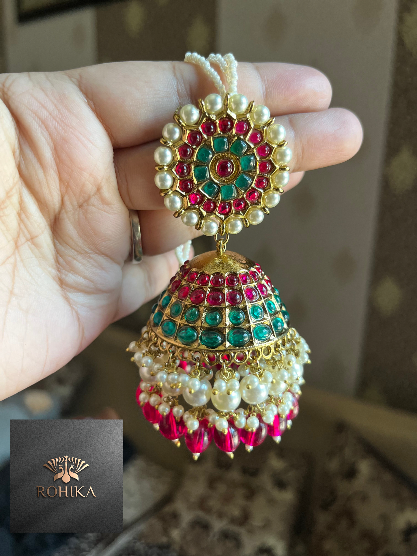 Anarkali jumbo jhumkas- Red