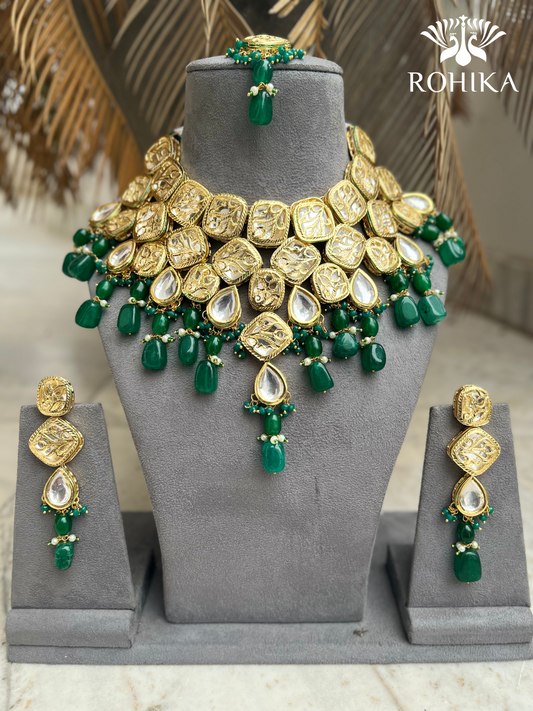 Ruhani necklace set - Dark Green