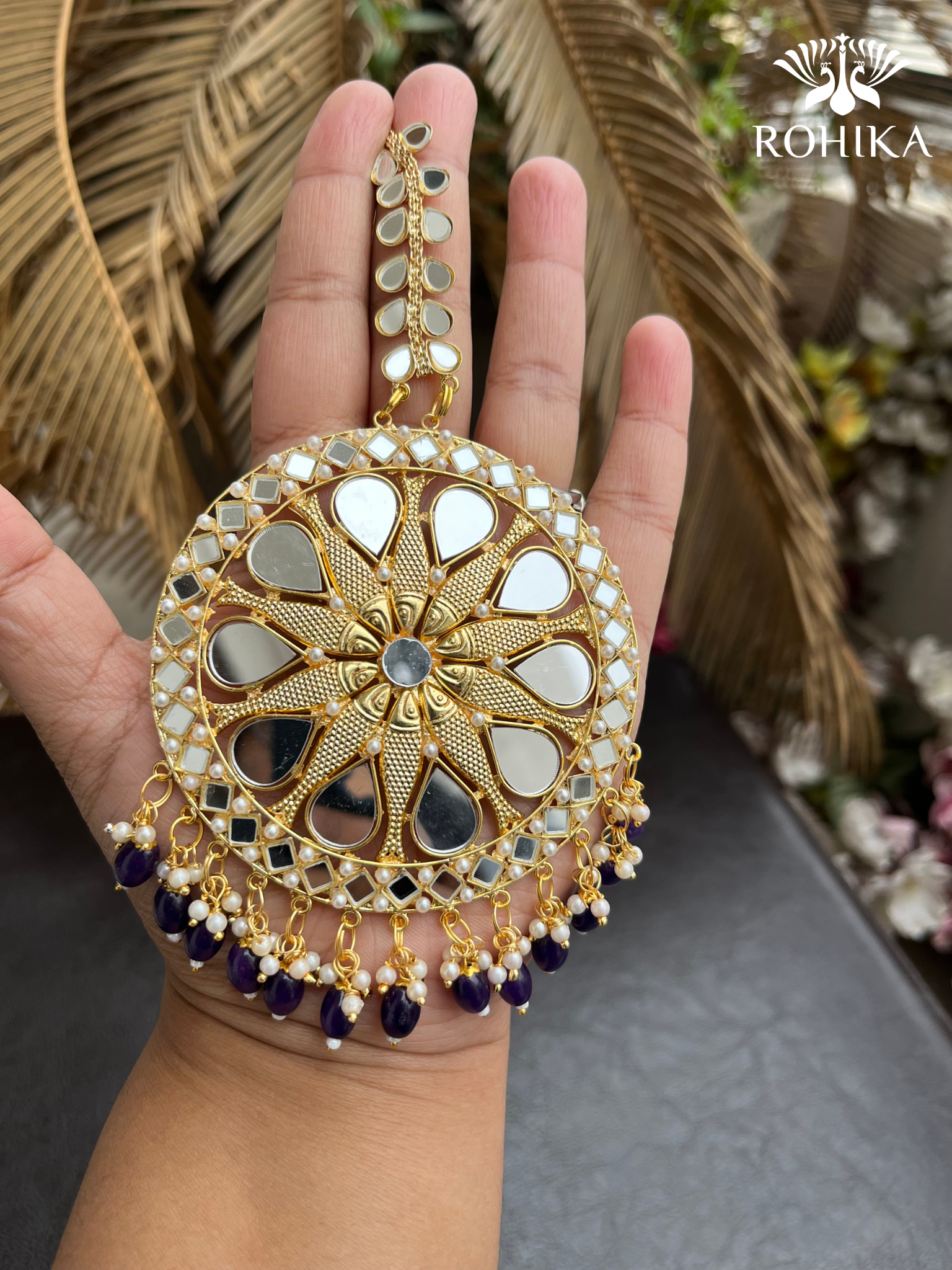 Navy blue 2025 maang tikka